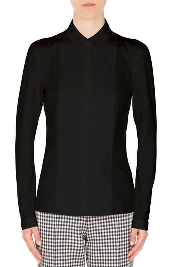 Women's Akris Punto Grommet Collar Blouse - Black