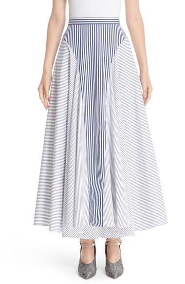 Women's Adam Lippes Mixed Stripe Asymmetrical Skirt