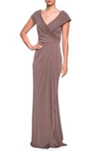 Women's La Femme Ruched Jersey Gown - Beige