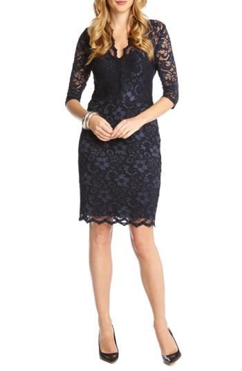 Women's Karen Kane Scalloped Lace Sheath Dress