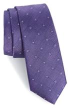 Men's Calibrate Fleur Medallion Silk Skinny Tie, Size - Purple