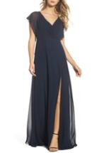 Women's Jenny Yoo Alanna Open Back Chiffon Gown - Blue