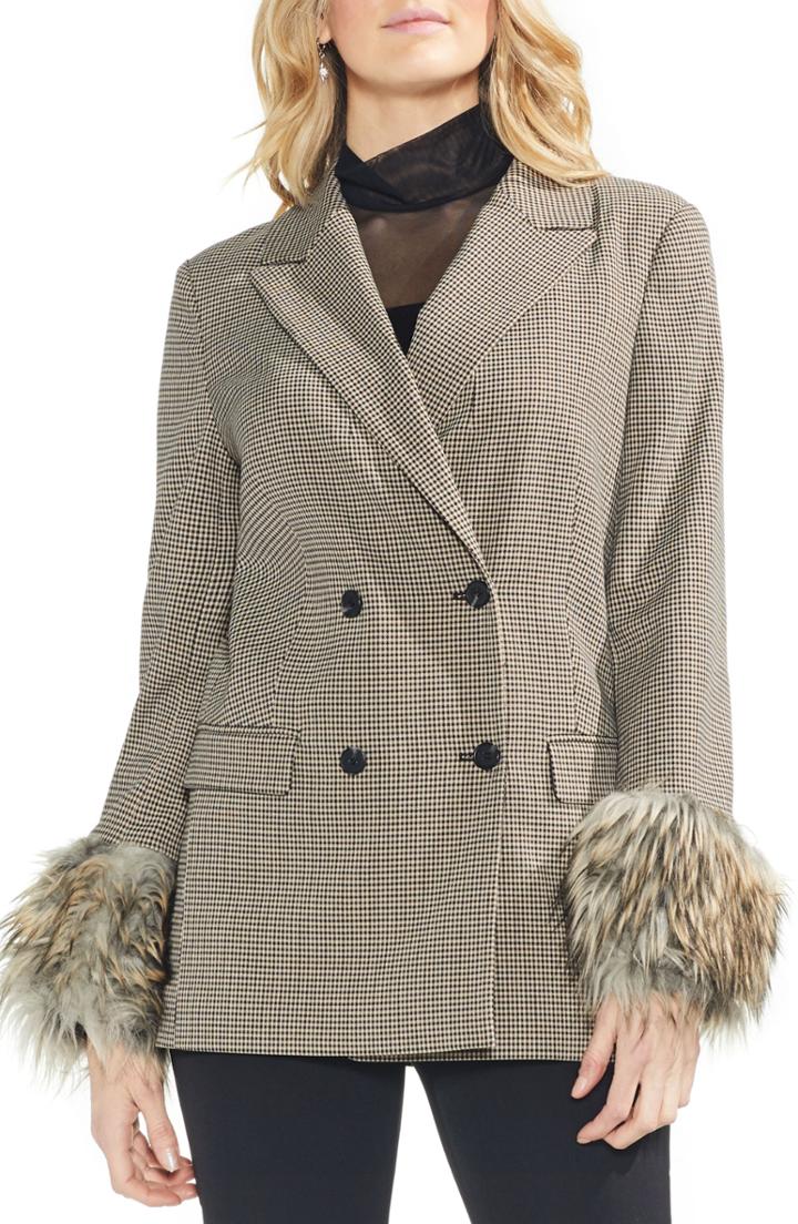 Women's Vince Camuto Faux Fur Cuff Blazer