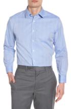 Men's Nordstrom Men's Shop Trim Fit Herringbone Dress Shirt .5 34/35 - Blue