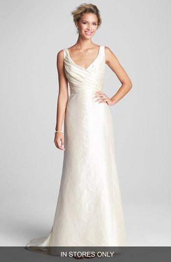 Women's Caroline Devillo 'dana' Fluted Silk Shantung Dress