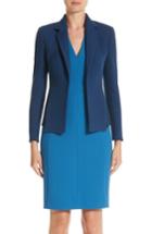 Women's Akris Double Face Wool Crepe Slit Jacket - Blue