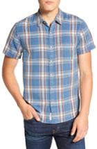 Men's Lucky Brand Slim Fit Ballona Washed Plaid Shirt - Blue