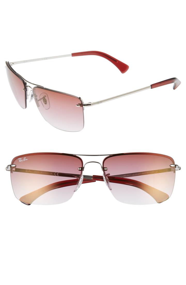 Women's Ray-ban 61mm Rimless Navigator Sunglasses - Silver/ Bordeaux Gradient