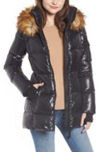 Women's Marc New York Velvet Trim Quilted Coat