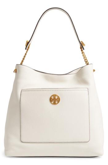 Tory Burch Chelsea Chain Leather Hobo - Ivory