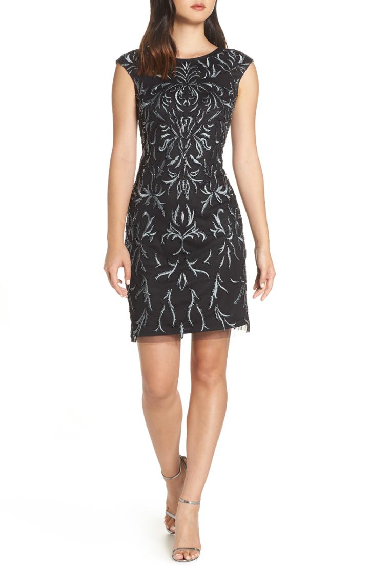 Women's Pisarro Nights Beaded & Embroidered Cocktail Dress - Black