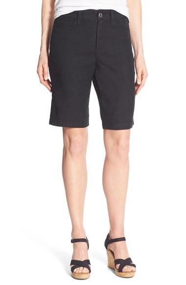 Women's Nydj 'catherine' Linen Blend Bermuda Shorts - Black