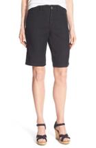 Women's Nydj 'catherine' Linen Blend Bermuda Shorts - Black