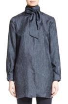 Women's Max Mara Anzio Silk Tie Neck Tunic - Blue