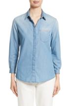 Women's Fabiana Filippi Cotton & Cashmere Chambray Blouse Us / 38 It - Blue