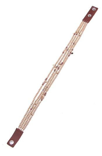 Women's Nakamol Design Leather, Agate, Freshwater Pearl And Crystal Snap Bracelet