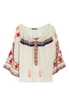 Women's Kas New York Juana Embroidered Peasant Top - Ivory
