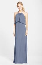 Women's Nouvelle Amsale 'cait' Chiffon Halter Gown - Blue