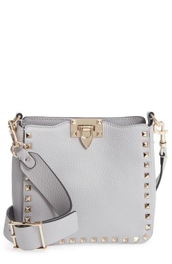 Valentino Garavani Rockstud Mini Hobo Crossbody Bag - Grey