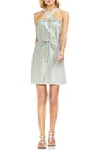 Women's Vince Camuto Halter Top Stripe Cotton Blend Dress, Size - Green