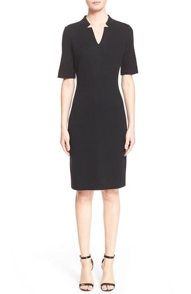 Women's St. John Collection Elbow Sleeve Pique Milano Knit Dress - Black