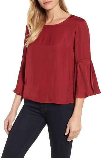 Women's Vince Camuto Hammer Satin Bell Sleeve Blouse - Red