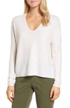 Women's Nordstrom Signature Textured Cashmere V-neck Sweater - Ivory