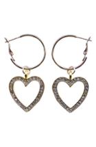 Women's Gemelli Heart Drop Mini Hoop Earrings