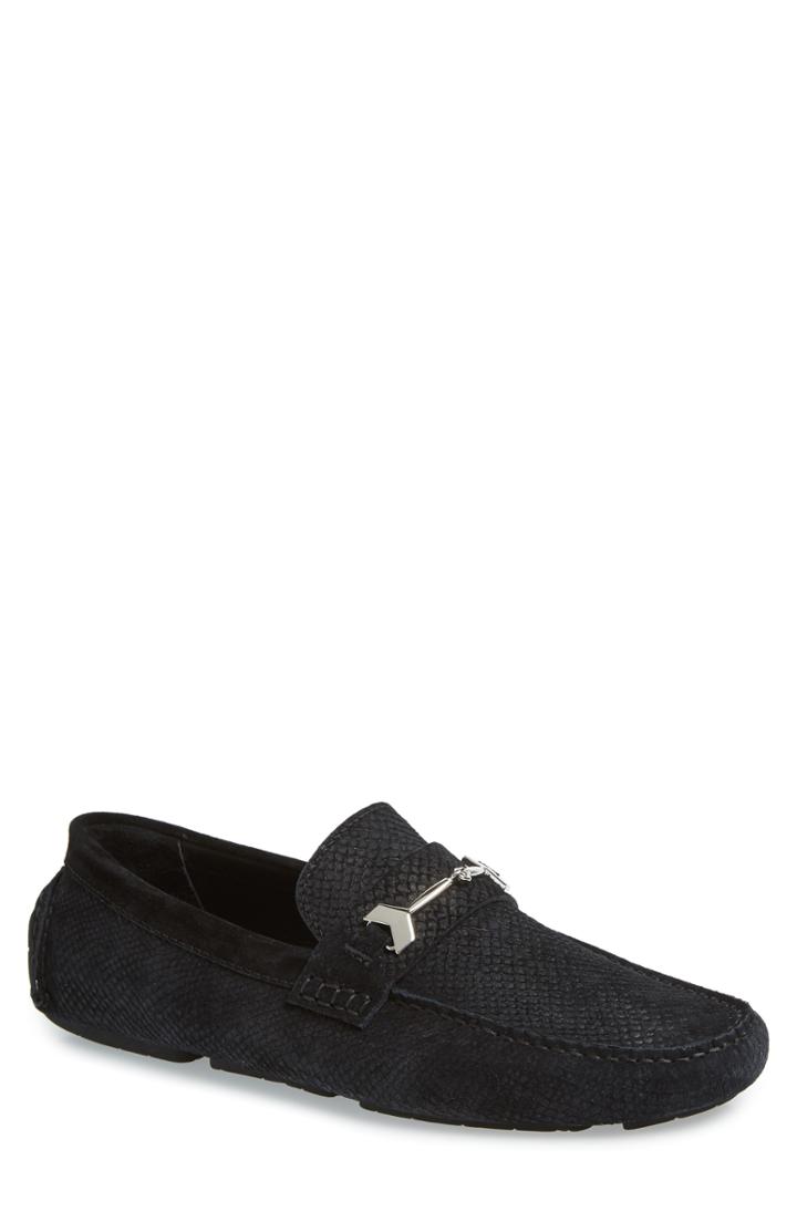 Men's Jimmy Choo Brewer Croc Textured Driving Loafer Us / 39eu - Black