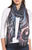 Women's Nordstrom Modern Peacock Silk & Cashmere Scarf, Size - Black