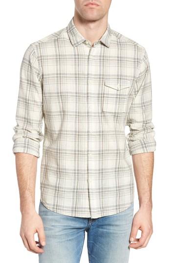 Men's Jeremiah Henri Regular Fit Plaid Cotton & Linen Sport Shirt, Size - Beige
