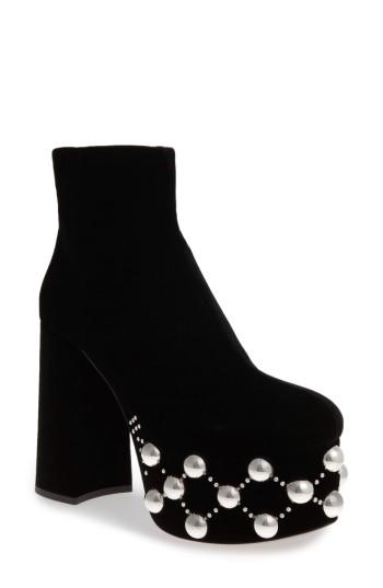 Women's Miu Miu Imitation Studded Platform Bootie Us / 36eu - Black