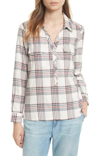 Women's Soft Joie Antolina Plaid Cotton Top - White