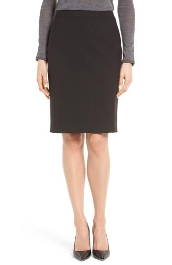 Petite Women's Boss Vilea Stretch Wool Pencil Skirt P - Black