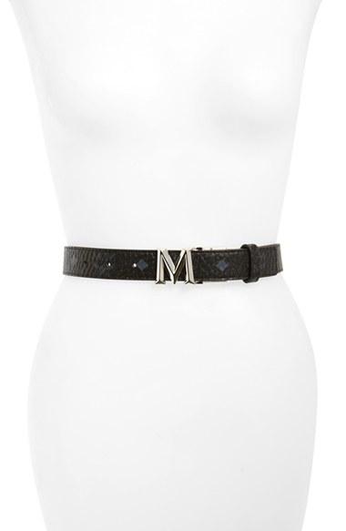 Women's Mcm Logo Buckle Reversible Belt, Size - Black