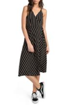 Women's Rvca Dat Stripe Wrap Dress - Black