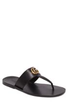 Men's Gucci Marmont Double G Leather Thong Sandal