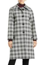 Women's Burberry Walkden Check Wool Coat Us / 34 It - Black