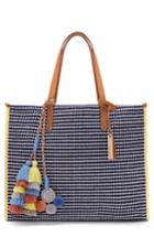 Vince Camuto Pria Woven Tote With Tassel Charm - Blue
