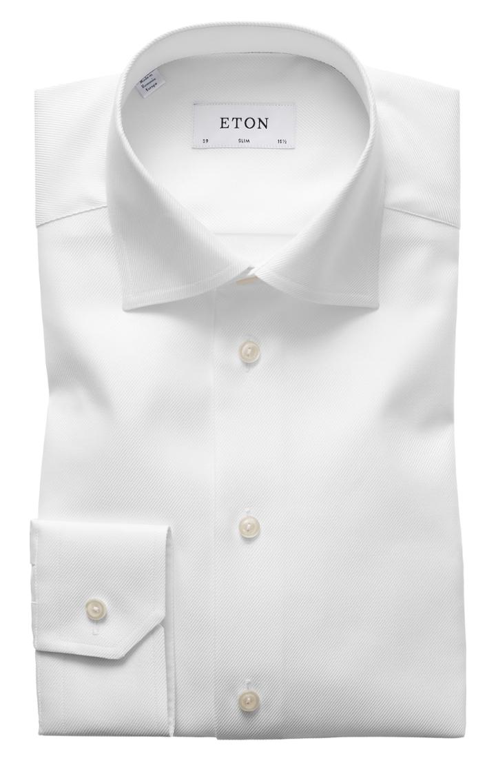 Men's Eton Slim Fit Cavalry Twill Dress Shirt .5 - White