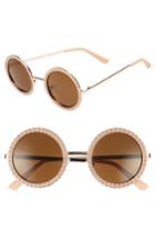 Women's Bp. 55mm Imitation Pearl Round Sunglasses - Gold/ Pink