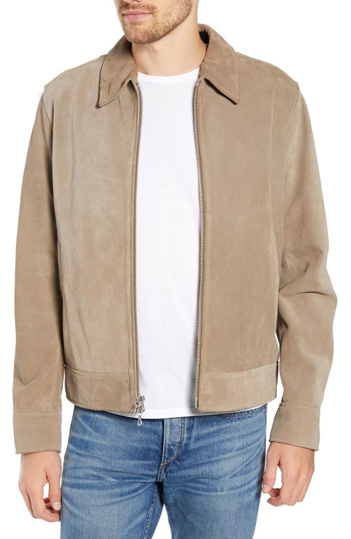 Men's Rag & Bone Regular Fit Suede Garage Jacket - Beige