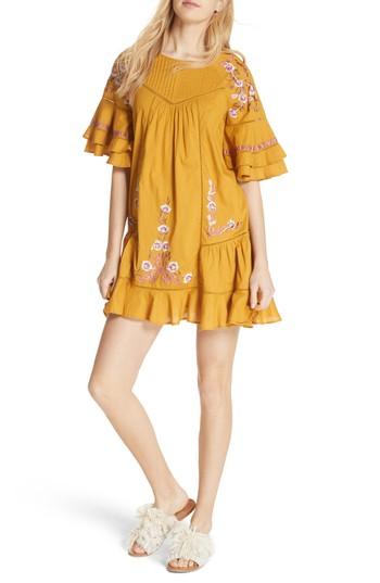 Women's Free People Pavlo Babydoll Dress - Metallic