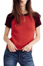 Women's Madewell Colorblock Crop Sweater, Size - Red