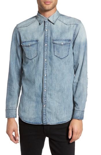Men's Treasure & Bond Western Denim Sport Shirt - Blue