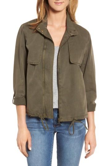 Women's Caslon Drawstring Hem Utility Jacket, Size - Green