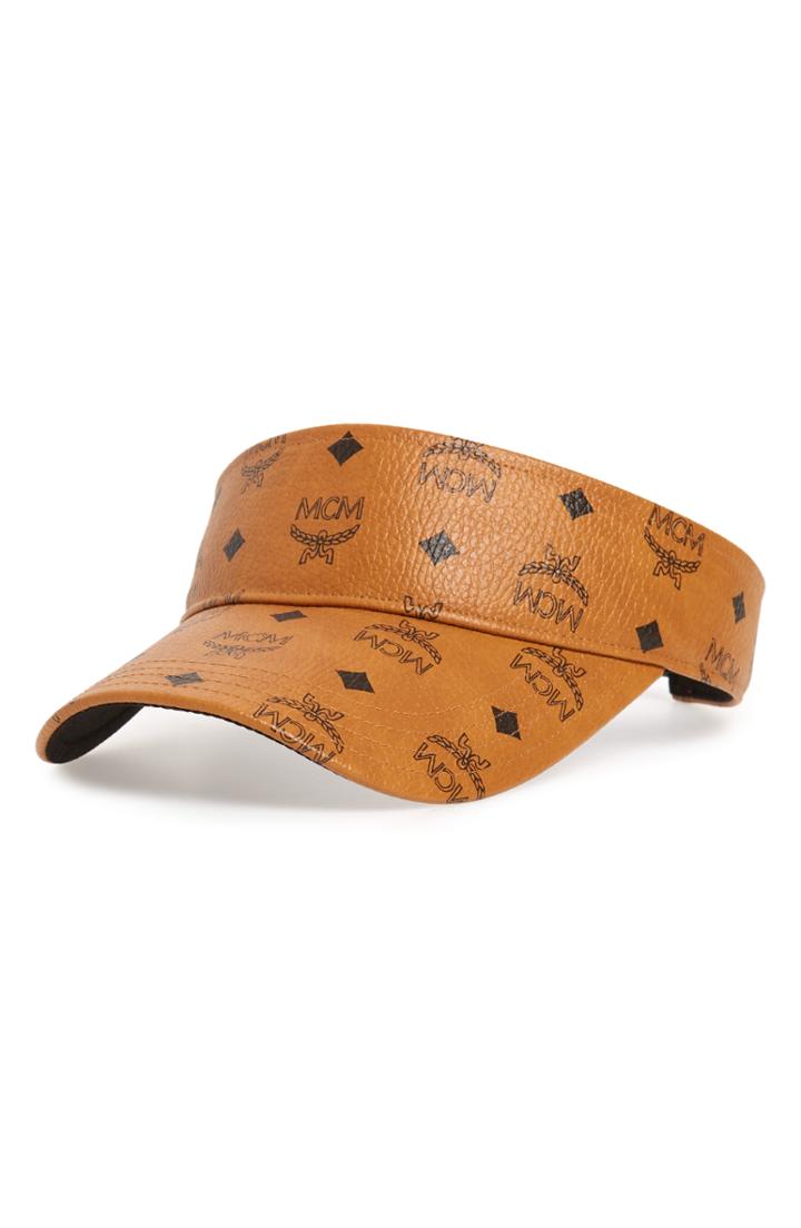 Women's Mcm Visetos Print Faux Leather Visor - Brown