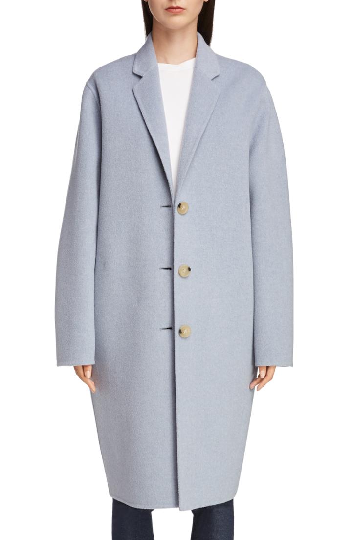 Women's Acne Studios Double Wool & Cashmere Coat Us / 34 Eu - Blue