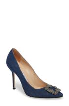 Women's Manolo Blahnik 'hangisi' Ornamented D'orsay Pump Us / 34eu - Blue