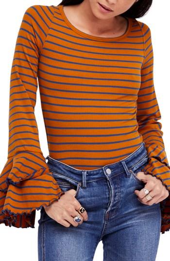 Women's Free People Good Find Ruffle Cuff Tee - Blue
